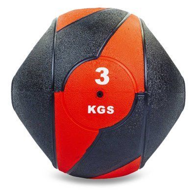 М'яч медичний медбол з двома ручками Record Medicine Ball FI-5111-3 3кг чорний-червоний FI-5111-3 фото