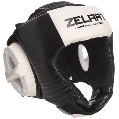 Шлем боксерский открытый PU ZELART BO-1386 (р-р M-XL, цвета в ассортименте) BO-1386_Черный-белый_M фото