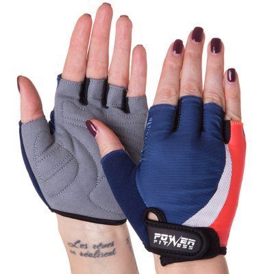 Перчатки для фитнеса и тренировок POWER FITNESS A1-07-1444 (PL, PVC, открытые пальцы, размер XS-L, темно-синий) A1-07-1444_XS-S фото