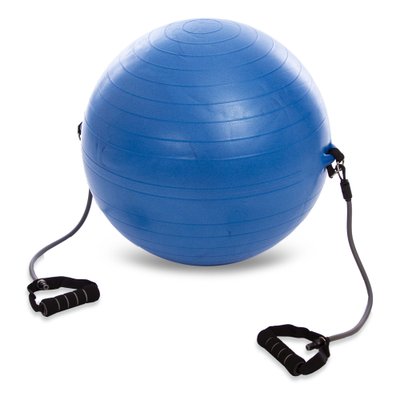 Мяч для фитнеса (фитбол) глянцевый с эспандерами 65см PRO-SUPRA FI-075T-65 (PVC, 1100г, цвета в ассор, ABS) FI-075T-65 фото