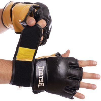 Перчатки для смешанных единоборств MMA кожаные MATSA ME-2010 (р-р M-XL, цвета в ассортименте) ME-2010_Черный_XL фото