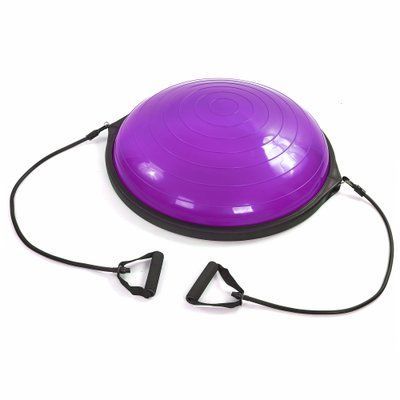 Балансировочная платформа BOSU с двумя эспандерами Zelart BS-1590 (пластик, PVC, h-22см, d-63см, 6500гр, цвета в ассортименте) BS-1590_Фиолетовый фото