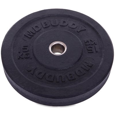 Бамперные диски для кроссфита Bumper Plates резиновые d-51мм Zelart TA-2676-15 15кг (MD1036-15) (черный) TA-2676-15 фото