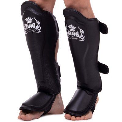 Защита голени и стопы Муай Тай, ММА, Кикбоксинг кожаная TOP KING Pro TKSGP-GL (р-р S-XL, цвета в ассортименте) TKSGP-GL_Черный_S фото