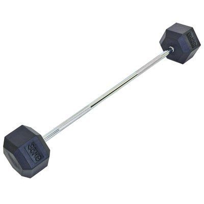 Штанга фіксована пряма прогумована Record Rubber Hexagon Barbell TA-6230-35 довжина-95см 35кг чорний TA-6230-35 фото