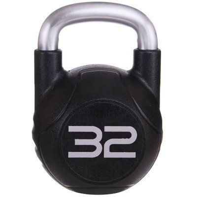 Гиря PU с хромированной ручкой Кроссфит Zelart TA-2681-32 32кг (MD2220-32) (PU, черный) TA-2681-32 фото