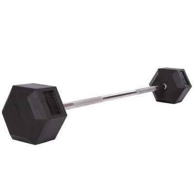 Штанга фіксована пряма прогумована Record Rubber Hexagon Barbell TA-6230-45 довжина-95см 45кг чорний TA-6230-45 фото