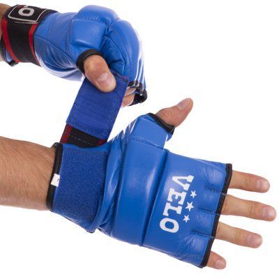 Рукавиці для змішаних єдиноборств MMA шкіряні VELO ULI-4023 S-XL кольори в асортименті ULI-4023_Синий_L фото