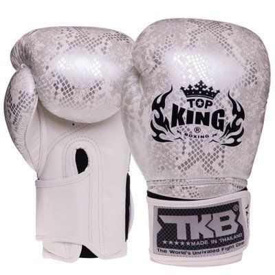 Перчатки боксерские кожаные TOP KING Super Snake TKBGSS-02 (размер 8-18oz, цвета в ассортименте) TKBGSS-02_Белый-серебряный_8_унции фото