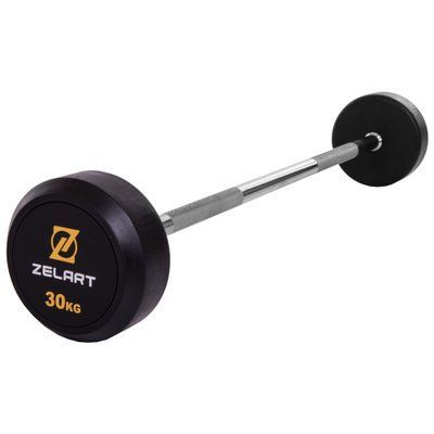 Штанга фіксована пряма прогумована Zelart Rubber Coated Barbell TA-2685-30 довжина-95см 30кг чорний TA-2685-30 фото