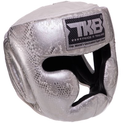 Шлем боксерский с полной защитой кожаный TOP KING Super Snake TKHGSS-02 (р-р S-XL, цвета в ассортименте) TKHGSS-02_Белый-серебряный_S фото