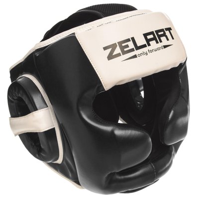 Шлем боксерский с полной защитой PU ZELART BO-1390 (р-р M-XL, цвета в ассортименте) BO-1390_Черный-белый_L фото