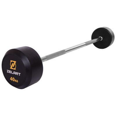 Штанга фіксована пряма прогумована Zelart Rubber Coated Barbell TA-2685-40 довжина-95см 40кг чорний TA-2685-40 фото