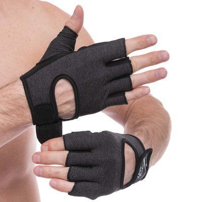 Перчатки для фитнеса и тренировок HARD TOUCH FG-001 (PVC, PL, открытые пальцы, р-р XS-L, черный) FG-001_XS фото