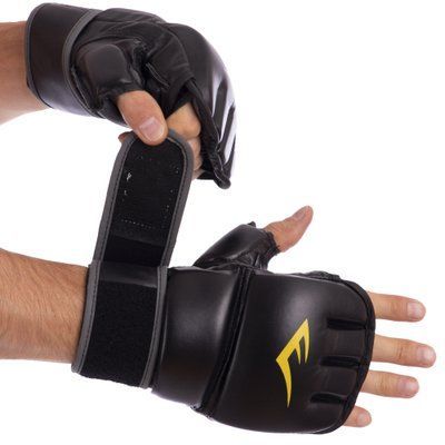 Перчатки для смешанных единоборств MMA PU EVERLAST HEAVY BAG 4301LXL (р-р L-XL, черный-серый) 4301LXL_L-XL фото