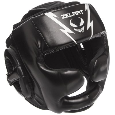 Шлем боксерский с полной защитой PU ZELART BO-1375 (р-р M-XL, цвета в ассортименте) BO-1375_Черный-белый_XL фото