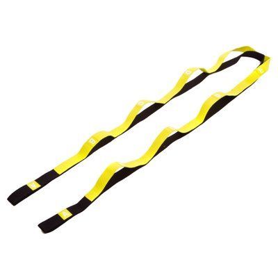 Лента стропа с петлями для растяжки Stretch Strap Record FI-6347 (8 петель, полиэстер, размер 180х2.5см, черный-лимонный) FI-6347 фото