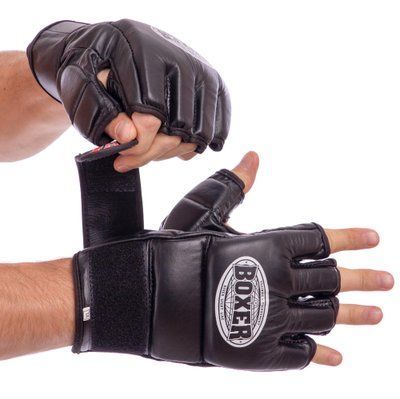 Рукавиці для змішаних єдиноборств MMA шкіряні BOXER 5020 M-XL кольори в асортименті 5020_Черный_M фото