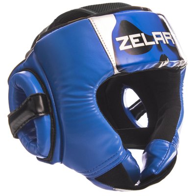 Шлем боксерский открытый PU ZELART BO-1316 (р-р M-XL, цвета в ассортименте) BO-1316_Черный-синий_L фото