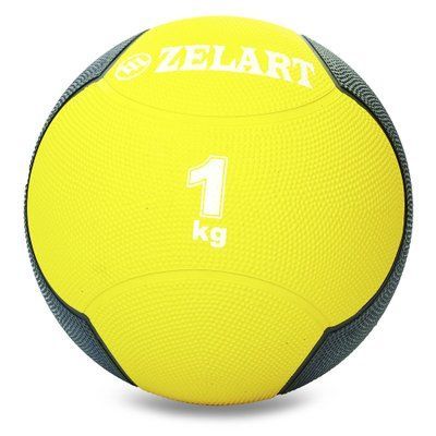 М'яч медичний медбол Zelart Medicine Ball FI-5121-1 1кг жовтий-чорний FI-5121-1 фото
