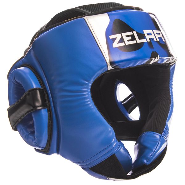 Шлем боксерский открытый PU ZELART BO-1316 (р-р M-XL, цвета в ассортименте) BO-1316_Черный-синий_L фото